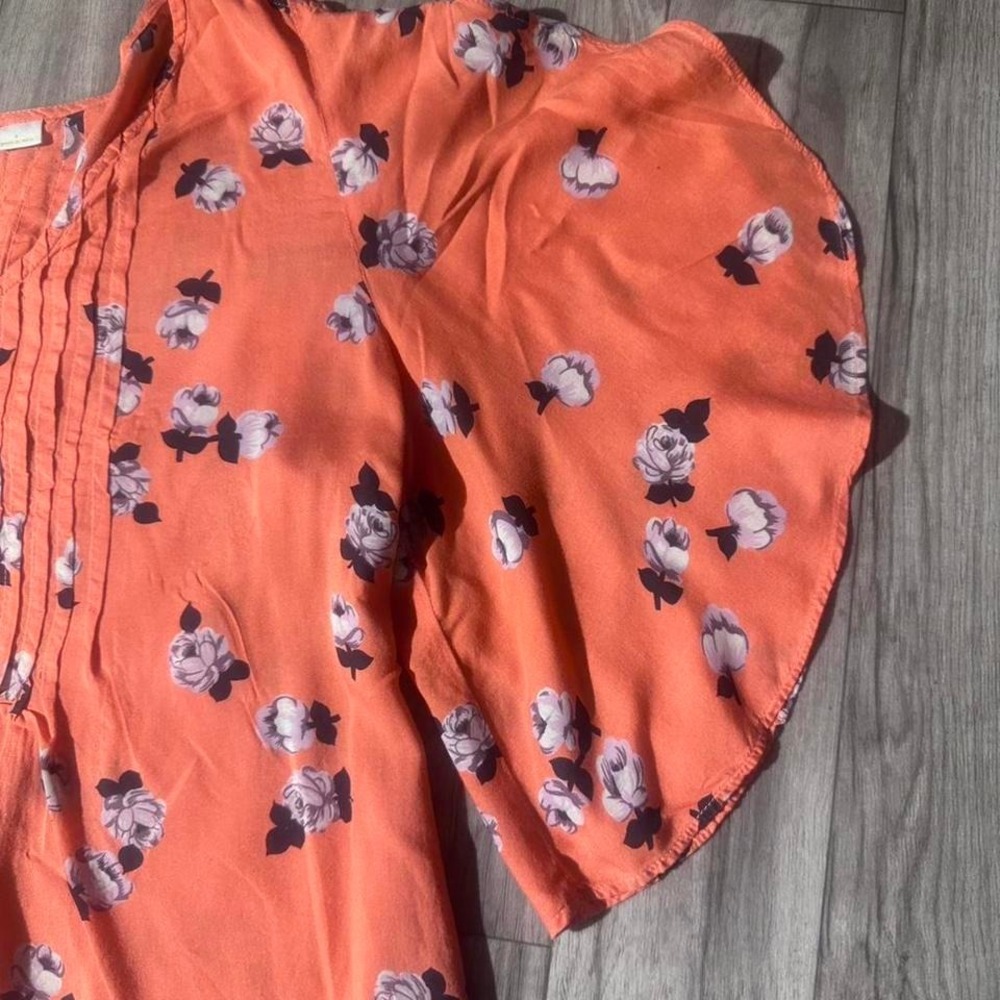 Maeve Maya Floral Flutter Sleeve. Anthropologie. size 4 - Picture 7 of 8